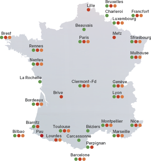 Carte des départs pour l'Ecossedepuis la france
